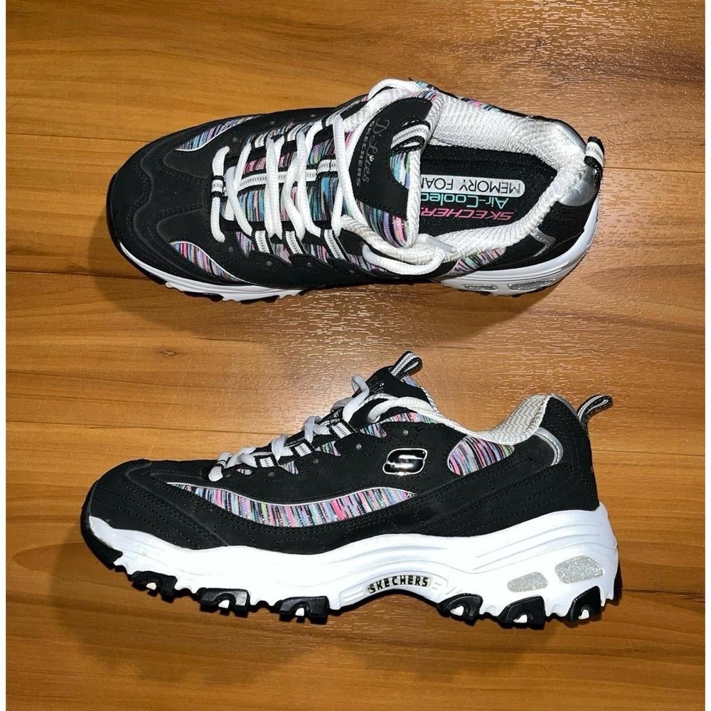 Womens D'Lites Skechers Fashion Lace Up Rainbow Colorful Sneakers Shoes